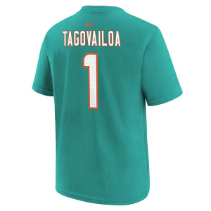Kids' Miami Dolphins Nike Tua Tagovailoa #1 Fuse Name & Number T-Shirt XLarge Teal