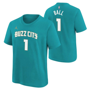 Kids' Charlotte Hornets LaMelo Ball #1 2023 City Edition Name & Number Nike T-Shirt XLarge Teal