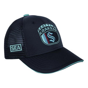 Seattle Kraken Kids' Genuine Stuff 2024 Draft Trucker Hat Hat Snapback Hat One Size Navy