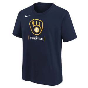 Kids' Milwaukee Brewers 2024 Postseason Participant T-Shirt Large Navy