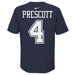 Kids' Dallas Cowboys Nike Dak Prescott #4 2020 Name & Number T-Shirt XLarge Navy