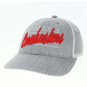 Nebraska Cornhuskers Legacy Athletic Scripty Hat Kids' Adjustable Hat One Size Grey Heather/White