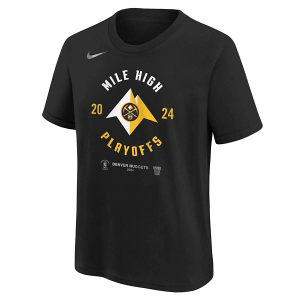 Kids' Denver Nuggets 2024 Playoffs Mantra Nike T-Shirt Large Black