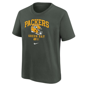 Kids' Green Bay Packers Nike Essential Helmet T-Shirt Large Grey