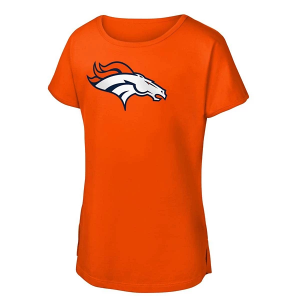 Kids' Girls' Denver Broncos Genuine Stuff Logo Drop T-Shirt Large Orange