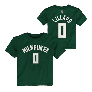 Toddler Milwaukee Bucks Damian Lillard #0 Icon Genuine Stuff T-Shirt 2T Fir