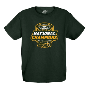 North Dakota State Bison Blue 84 2024 FCS National Champions Logo Kids' T-Shirt XLarge Hunter Green