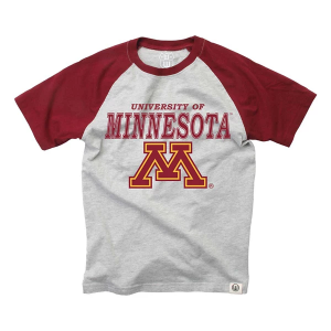 Minnesota Golden Gophers Wes and Willy Raglan Simba Kids' T-Shirt Large Wine