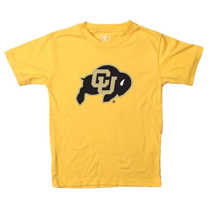 Colorado Buffaloes Wes and Willy Basic Logo Kids' T-Shirt Large Gold