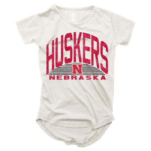 Nebraska Cornhuskers Wes and Willy Girls' 2024 Basic Logo Kids' T-Shirt XLarge Ecru