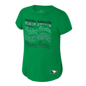 North Dakota Fighting Hawks Colosseum Girls' Rogan Kids' T-Shirt Large Kelly Green