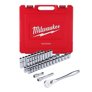 Milwaukee 1/2 Inch Drive Metric & SAE Rachet and Socket Set - 47 Piece