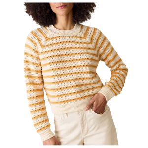 Women's Marine Layer Pullover Sweater Montecito Medium Marigold Stripe