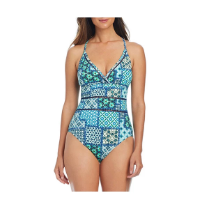 Women's Bleu Rod Beattie En La Playa Cross Back One Piece Swimsuit Contemporary 8 Navy