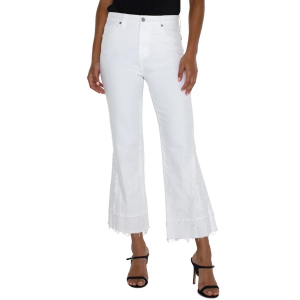 Women's Liverpool Los Angeles Hannah Crafty Hem Crop Flare Jeans White 4 25.5