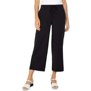 Women's Liverpool Los Angeles Pull On Wide Leg Crop Pants Small Black