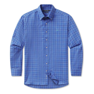 Men's Southern Marsh Chatham Lines Performance Long Sleeve Button Up Shirt Large Blue