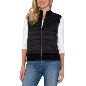 Women's Liverpool Los Angeles Sweater Vest Quilted Full-Zip Small Black