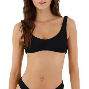 Women's Malai Texture Wave Jazz Hop Swim Bikini Top Contemporary Medium Black