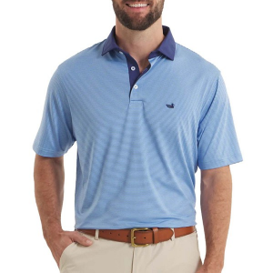Men's Southern Marsh Bermuda Performance Hampton Stripe Polo XLarge Dark Bluebonnet/Blue