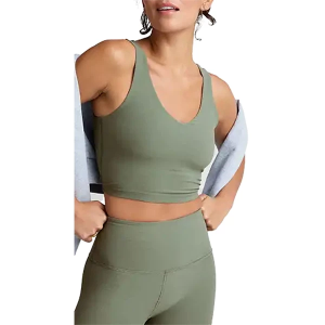 Women's Beyond Yoga Spacedye Good Day Crop V-Neck Tank Top Medium Sage Heather