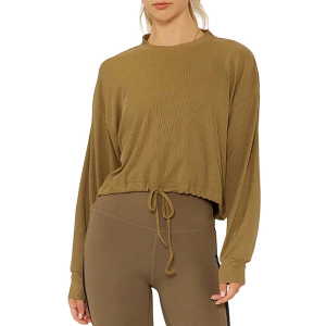 Women's Cream Yoga Clover Long Sleeve Crop Top Medium Army Green