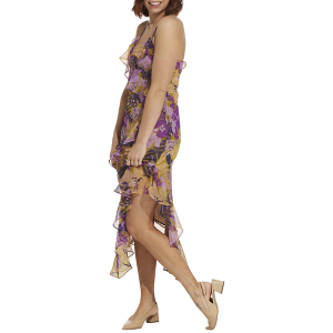 Women's DRESS FORUM Diagonal Ruffle Midi Shift Dress Large Lupine