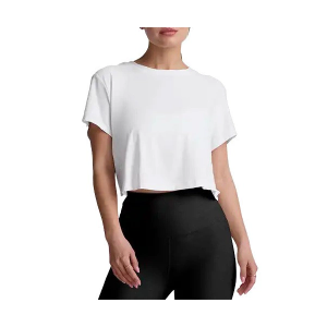 Women's Beyond Yoga Featherweight Supreme Cropped T-Shirt Small Cloud White
