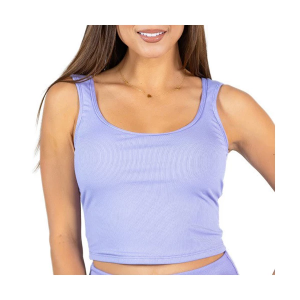 Women's Janela Bay Sporty Cross Back Swim Tankini Contemporary XSmall Lilac Ribbed