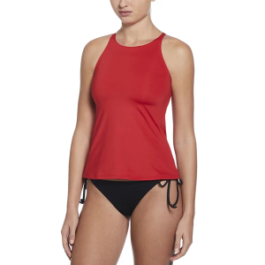Women's Nike High Neck Lace Up Swim Bikini Top Sporty Large Red