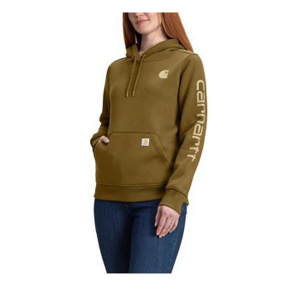 Women's Carhartt Clarksburg Graphic Sleeve Hoodie Small Golden Grass