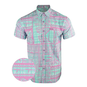 Men's Retro Rifle High Tide Button Up Shirt Medium Midnight Pink