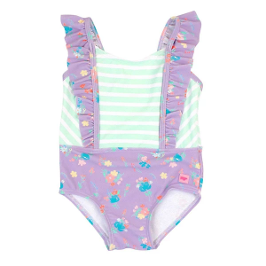 Girls' RuffleButts Garden Pinafore One Piece Swimsuit Baby 6/12 mo. Purple Garden