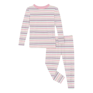 Kids' Kickee Pants Print Long Sleeve Pajama Set 6 Ice Cream Stripe