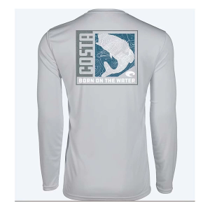 Men's Costa Del Mar Tech Finder Long Sleeve T-Shirt XLarge Bass Pearl Grey