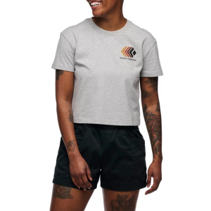 Women's Black Diamond Faded Crop Top Large Nickel Heather
