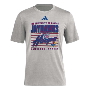 Kansas Jayhawks adidas Hoops Blend T-Shirt 2XLarge Heather Grey