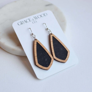 Grace & Wood Co. Black Wood + Emma Earrings Black