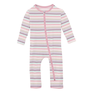 Kickee Pants Coverall 2 Way Zipper Romper Baby 9/12 mo. Ice Cream Stripe