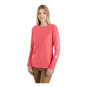 Women's Carhartt WK231 Workwear Logo Long Sleeve T-Shirt Large Salmon Heather