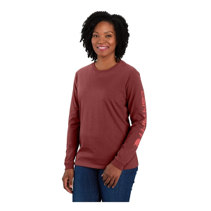 Women's Carhartt WK231 Workwear Logo Long Sleeve T-Shirt Medium Barnwood