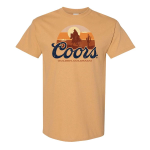 Men's Brew City Coors Banquet Cowboy Prairie T-Shirt 2XLarge Gold