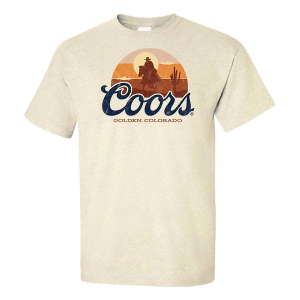 Men's Brew City Coors Banquet Cowboy Prairie T-Shirt 2XLarge Natural