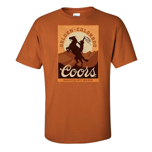 Men's Brew City Coors Banquet Cowboy Giddy Up T-Shirt XLarge Orange