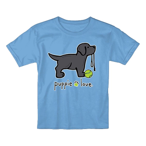 Kids' Puppie Love Black Lab Pup T-Shirt Medium Carolina Blue