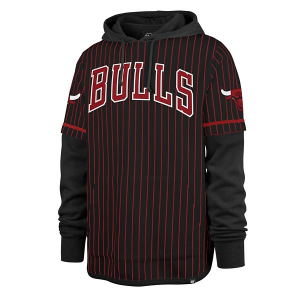 Chicago Bulls 47 Brand Double Header Hoodie Large Black