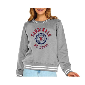 Women's St. Louis Cardinals Soft As A Grape Varsity Crew Large Grey Heather