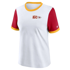 Women's Kansas City Chiefs Nike Rewind Ringer T-Shirt 2XLarge White