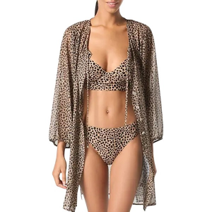 Women's Michael Kors Spot Shirt Swim Cover Up Small Cafe