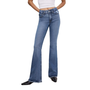 Women's GOOD AMERICAN Soft-Tech Good Legs Slim Fit Flare Jeans Indigo 8 33.5